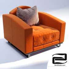 orange leather armchair