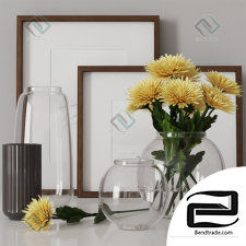 decorative set with yellow chrysanthemums decor set with yellow chrysanthemums
