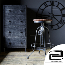 Chairs Chair Industrial Clock House backless