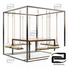 Garden swing table and chair