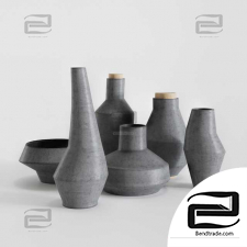 Vases made of concrete and paper