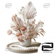 Decorative set Bouquet of dried flowers with chrysanthemums