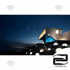 3D scene Exterior, Berkano ASTERI polygonal ball decorative lighting