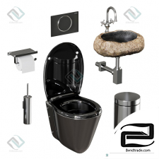 Bathroom set, plumbing toilet