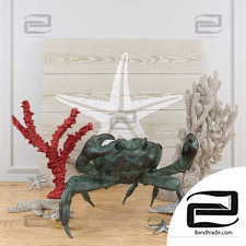 Decorative set Decor set with Sculpture of a crab