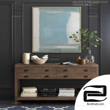 Console Pottery Barn set ARCHITECTS RECLAIMED WOOD