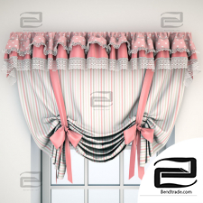 Pink curtain with lace and bows Pink curtain with lace and bows