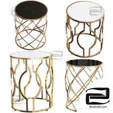 Fara Wide Gold and Mirrored Table Set