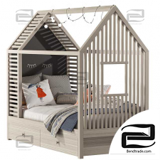 Children's bed in the form of a house