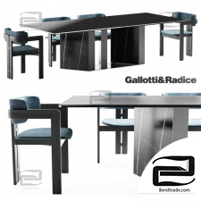 Gallotti&Radice 0414 table and chair, Platinum