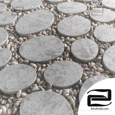 Tile square oval pebble paving stones