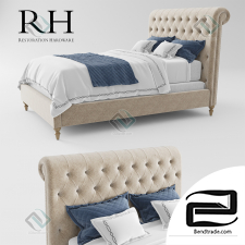 Bed Bed RH Chesterfield Fabric Sleigh