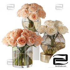 Bouquet Bouquet Pink and white roses in glass vases