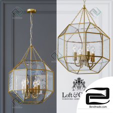 Hanging Lamp Glass & Metal Cage Pendant Gold 4