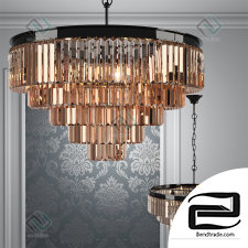 Pendant Lamp RH 1920s Odeon Smoke Glass Fringe Chandelier