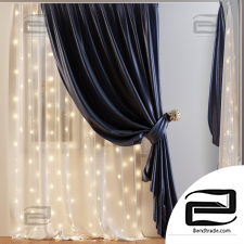 Curtain with garland curtain with garland
