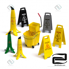 Cleaning Cleaning Set of warning signs Wet floor