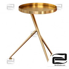 Round Metal Cocktail Coffee Table Cecilia Raw Brass Metal Accent Table