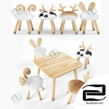 Tables and chairs for children Animal set