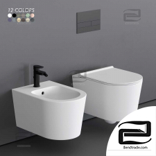 Toilet and Bidet Alice Ceramica Form Wall-Hung toilet and Bidet