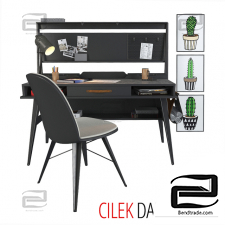 Table and chair CILEK dark metall