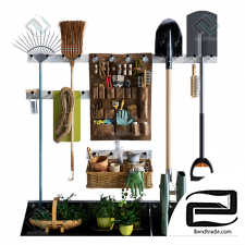 storage of garden tools with decor