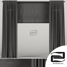 Dark curtains with roman blinds