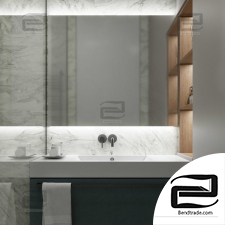 Gray marble bathroom 3D scene interior