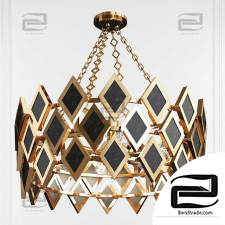 Edward Modern Brass & Black Marble Chandelier by Robert Abbey