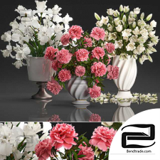 Bouquet set 110. White bouquets, flowers, vase, Peonies, White tulips, Iris
