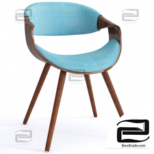 Chair Curvo Mid Century Modern Walnut Wood