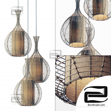 Lamp wicker branch rattan jug