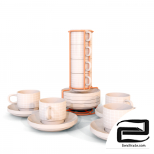 Set of 4 cups and saucers Grid