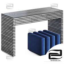 Dressing Table Black&white Indian Bone Inlay Loft concept