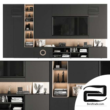 TV Wall Black and Wood - Set 12