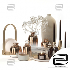Decorative set Decor set with gilded glass vases