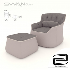 SWAN Ciprea chair with pouf with a SHORTENED back