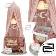 Baby cradle with canopy