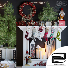 Decorative set Artificial fireplace with Christmas decor 12