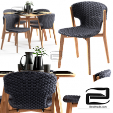 Table and chair Ethimo Knit dining, square