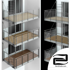 Metal balcony facade element