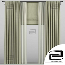 Curtains with tulle and Roman curtain