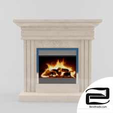 Electric fireplace in the marble portal 3D Model id 11062