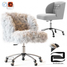 Office Furniture Ivory Sherpa Wingback Chair