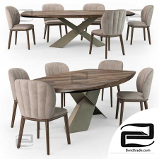 Table and chair Cattelan Italia Tyron Wood Chrishell