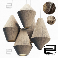Lamp wood rattan wicker Cone n3