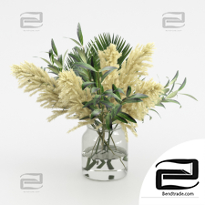 Bouquet of pampas, olives, and palm leaves