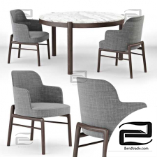 Flexform Gustav table and chair, Leda