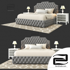 Beds Bed Grey tufted