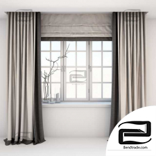 Straight two-tone curtains